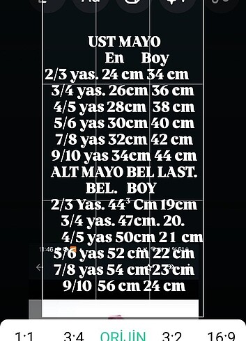 9 Yaş Beden UV KORUMALI MAYO
