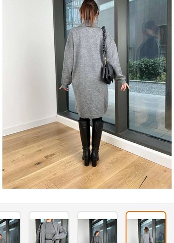 Gri Mini Triko Elbise hırka ve askılı tiriko elbise cok güzel - Görsel 2