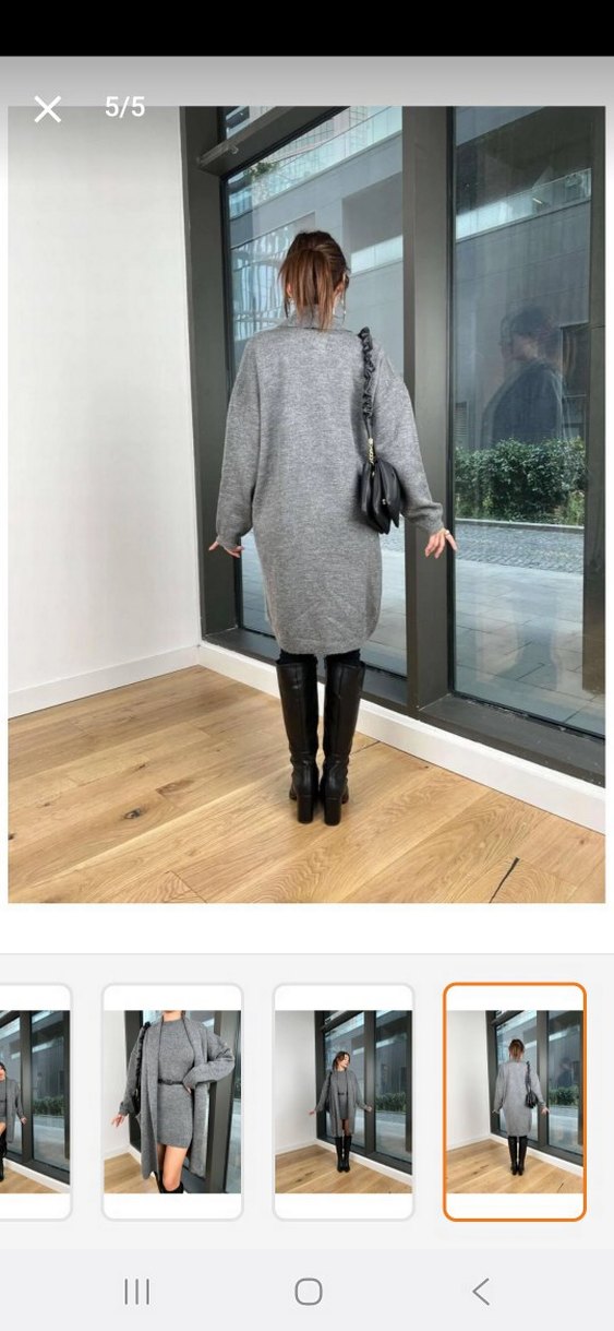 Gri Mini Triko Elbise hırka ve askılı tiriko  elbise cok güzel - Görsel 2