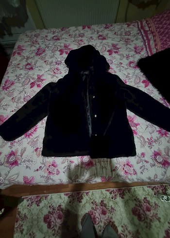 Kadın Siyah Midi Kürk Detaylı Ceket - Görsel 3