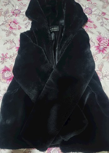 Kadın Siyah Midi Kürk Detaylı Ceket - Görsel 2