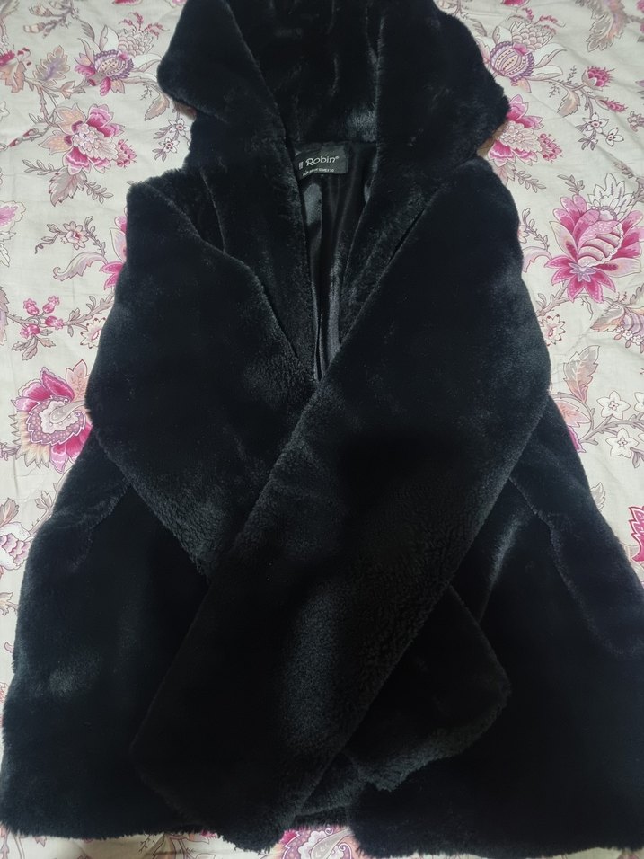 Kadın Siyah Midi Kürk Detaylı Ceket - Görsel 2