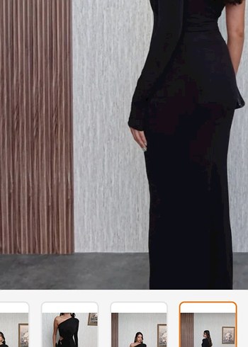 Siyah Süet Tek Omuzlu Uzun Elbise hiç giyilmedi - Görsel 2