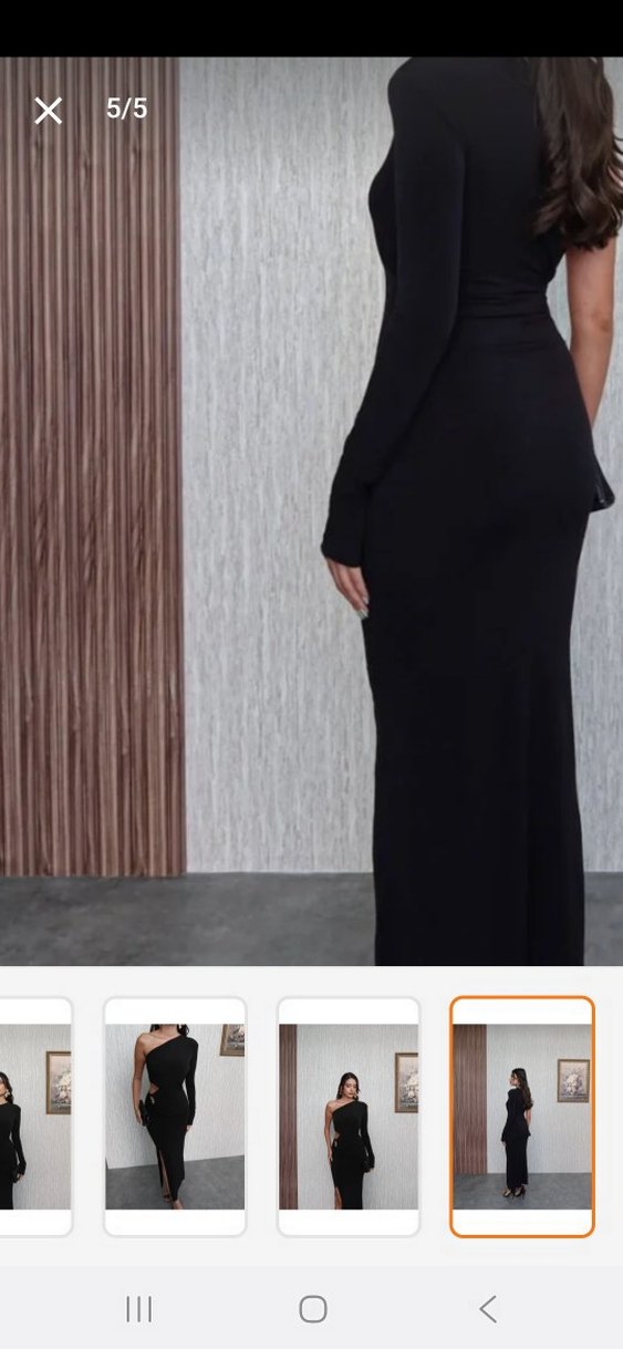 Siyah Süet Tek Omuzlu Uzun Elbise hiç  giyilmedi - Görsel 2