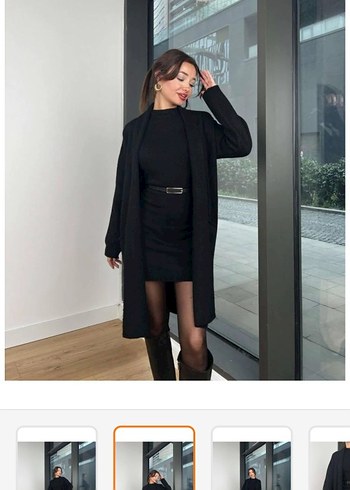 Siyah Uzun Kadın Kaban - Görsel 3