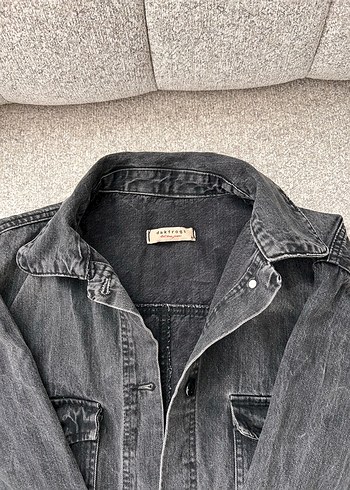 m Beden gri Renk Gri Düğmeli Kadın Denim Ceket