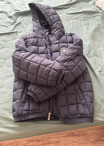 Gri Kapüşonlu Erkek Çocuk Mont - Görsel 2