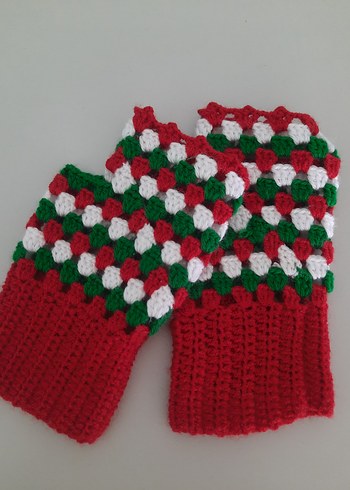 Renkli Örgü Parmaksız Kadın Eldiveni - Görsel 2