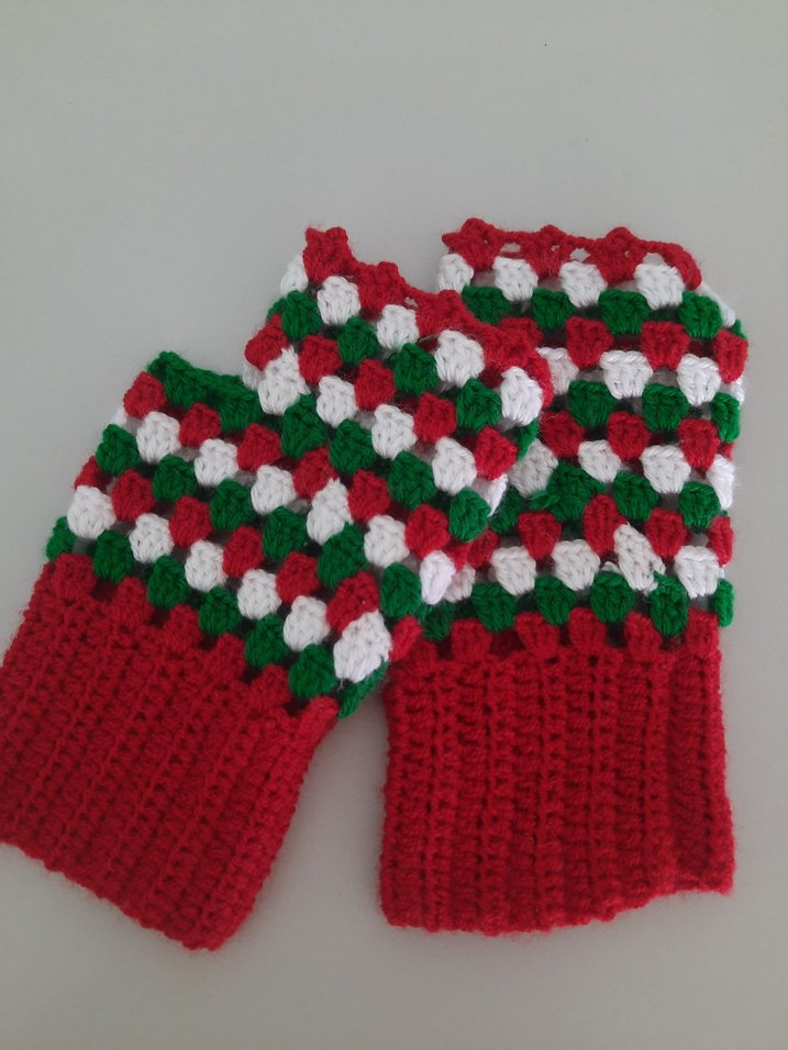 Renkli Örgü Parmaksız Kadın Eldiveni - Görsel 2