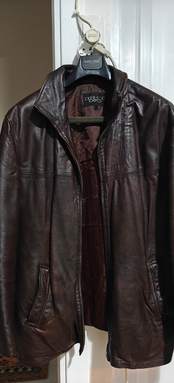 Kahverengi Erkek Deri Biker Ceket - Görsel 2