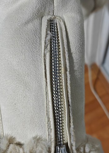 Kürklü Bej Süet Kadın Ceket - Görsel 5