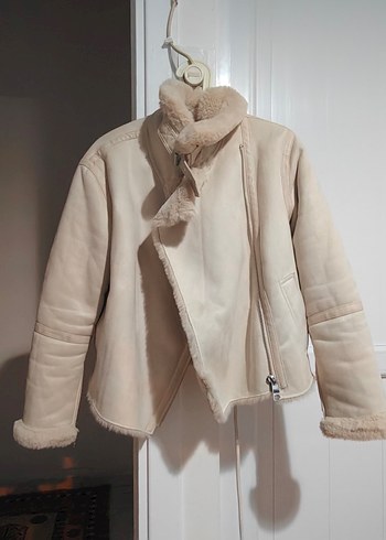 Kürklü Bej Süet Kadın Ceket - Görsel 2