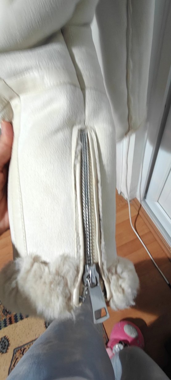 Kürklü Bej Süet Kadın Ceket - Görsel 4