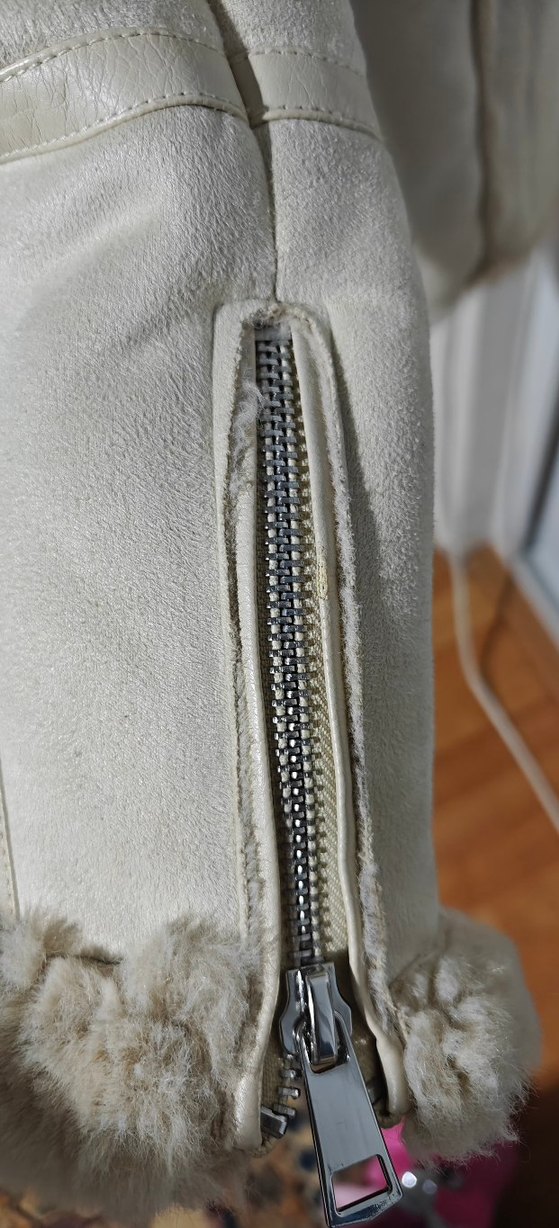 Kürklü Bej Süet Kadın Ceket - Görsel 5