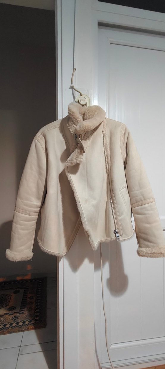 Kürklü Bej Süet Kadın Ceket - Görsel 2