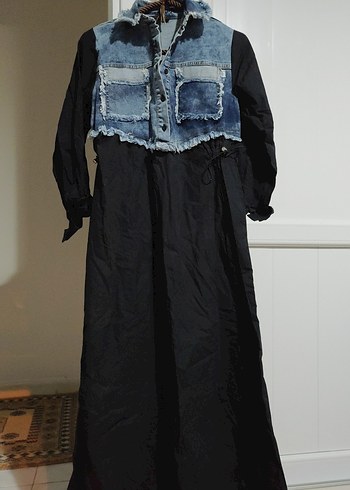 Düğmeli Uzun Kesim Kadın Kot Elbise.. Marka temsilidir. - Görsel 2