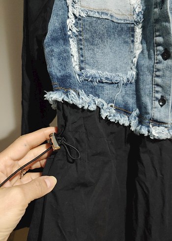 Düğmeli Uzun Kesim Kadın Kot Elbise.. Marka temsilidir. - Görsel 3