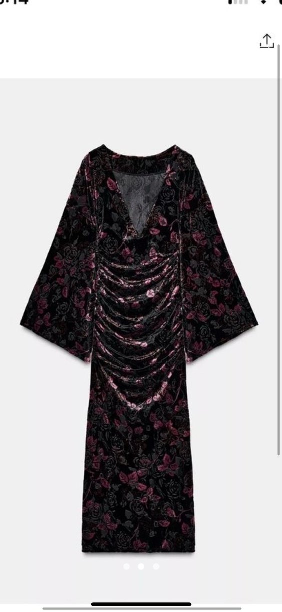 Bordo Gotik Uzun Drapeli Elbise - Görsel 2