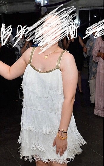 Beyaz after party elbisesi - Görsel 8