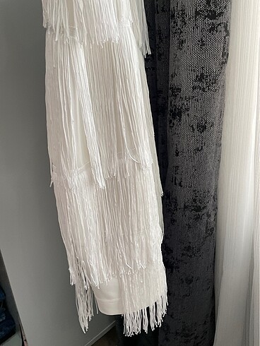 Beyaz after party elbisesi - Görsel 10