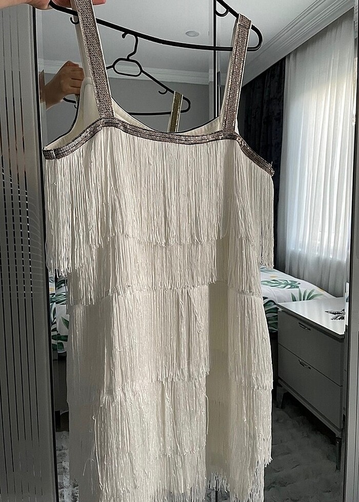 Beyaz after party elbisesi - Görsel 2