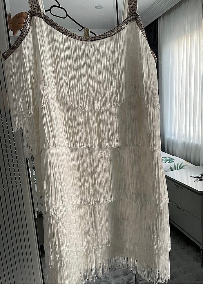 Beyaz after party elbisesi - Görsel 4