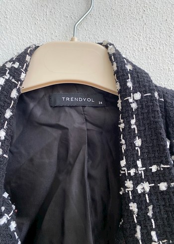 Trendyol & Milla Düğmeli Siyah Ekose Kadın Blazer Ceket