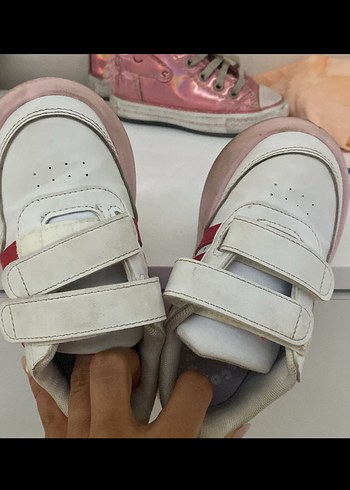 26 Beden pembe Renk Kız Çocuk Beyaz-Pembe Cırt Cırtlı Spor Ayakkabı