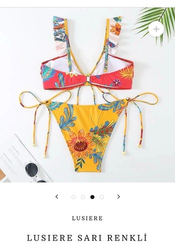 s Beden Lusiere Sarı Renkli Bohem Mini Bikini ve Pareo