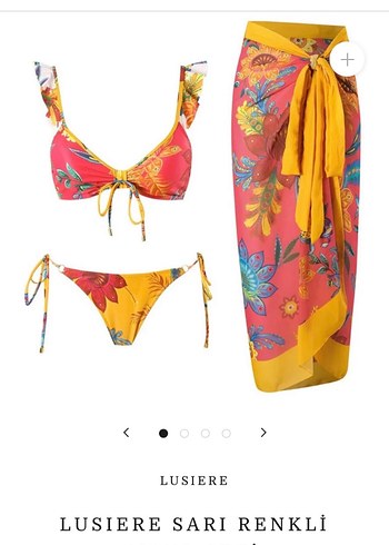 Lusiere Sarı Renkli Bohem Mini Bikini ve Pareo