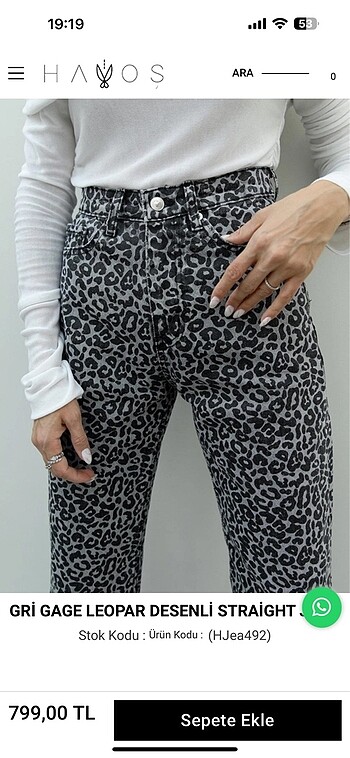 s Beden gri Renk Leopar jean