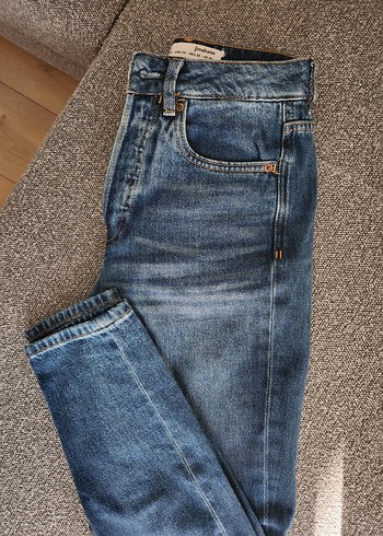 Stradivarius Düğmeli Mavi Denim Kadın Jean