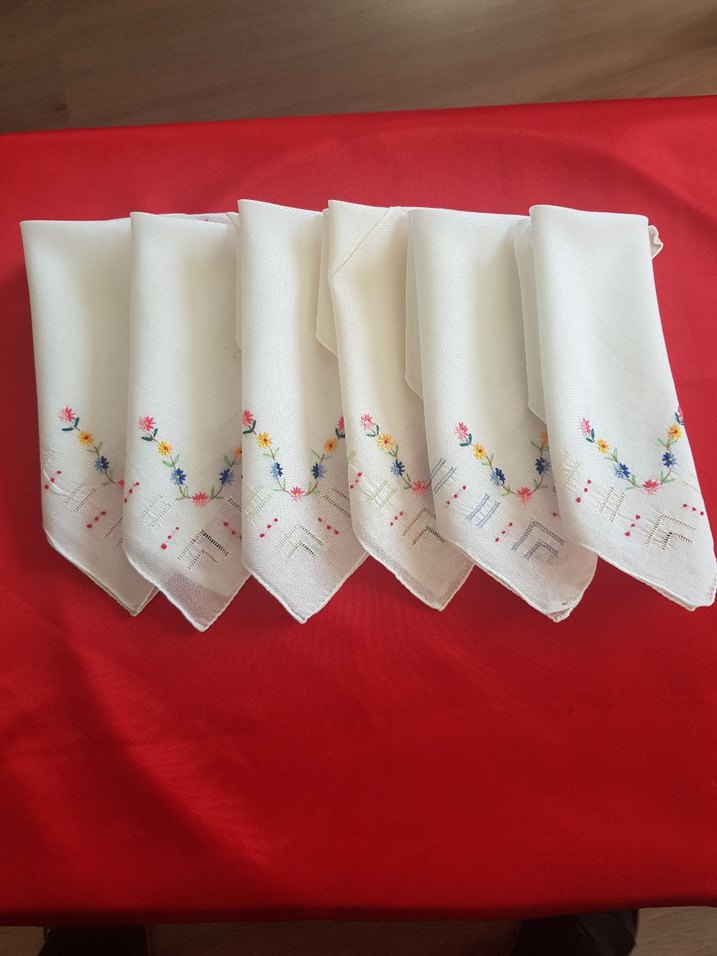 Renkli Nakışlı Beyaz Masa peçetesi - Görsel 2