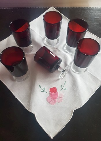 Luminac  Koyu Bordo Ayaklı Cam likor  Seti - Görsel 3