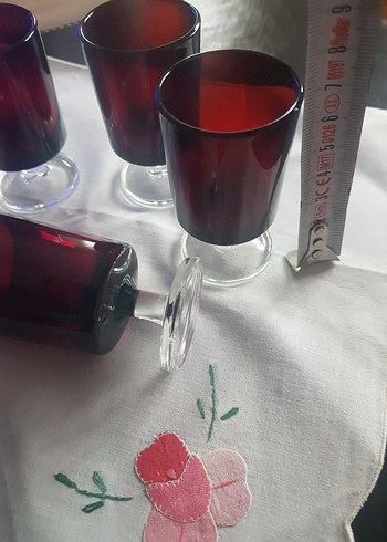 Luminac  Koyu Bordo Ayaklı Cam likor  Seti - Görsel 2