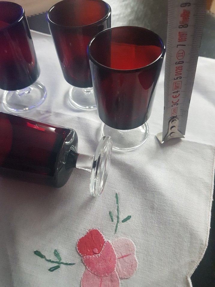 Luminac  Koyu Bordo Ayaklı Cam likor  Seti - Görsel 2