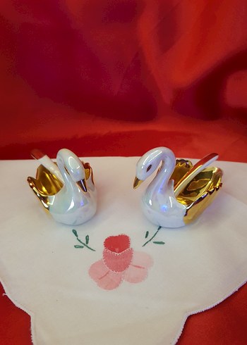 LimogesAltın Detaylı Kırmızı-Beyaz Kuğu - Görsel 2