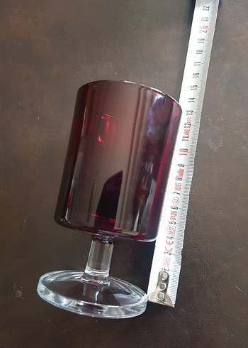 Fransiz  Luminac Bordo Renkli Ayaklı Cam Bardak Seti - Görsel 3