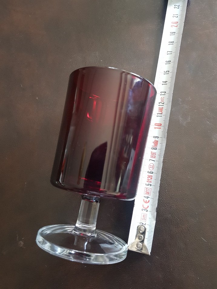 Fransiz  Luminac Bordo Renkli Ayaklı Cam Bardak Seti - Görsel 3