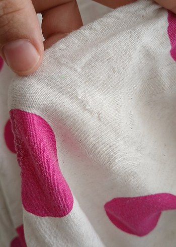 m Beden Puantiyeli Pembe Keten Gömlek