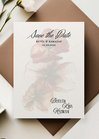 Bej Save the Date Davetiyesi 250 adet tek yön