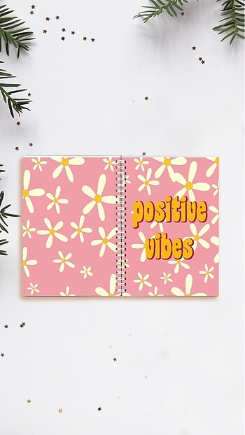 Positive vibes tasarımlı defter