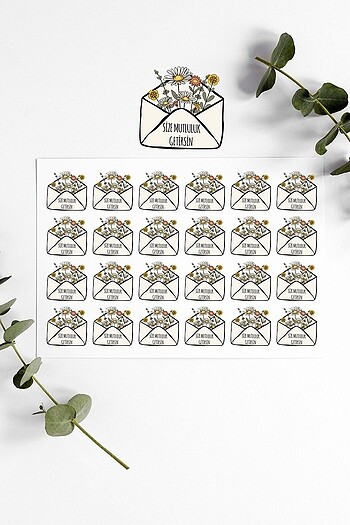  150 adet çift yön teşekkür Kartı ve sticker