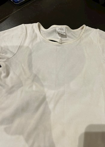 Kız Çocuk Beyaz Kısa Kollu Pamuklu Tişört - Görsel 3