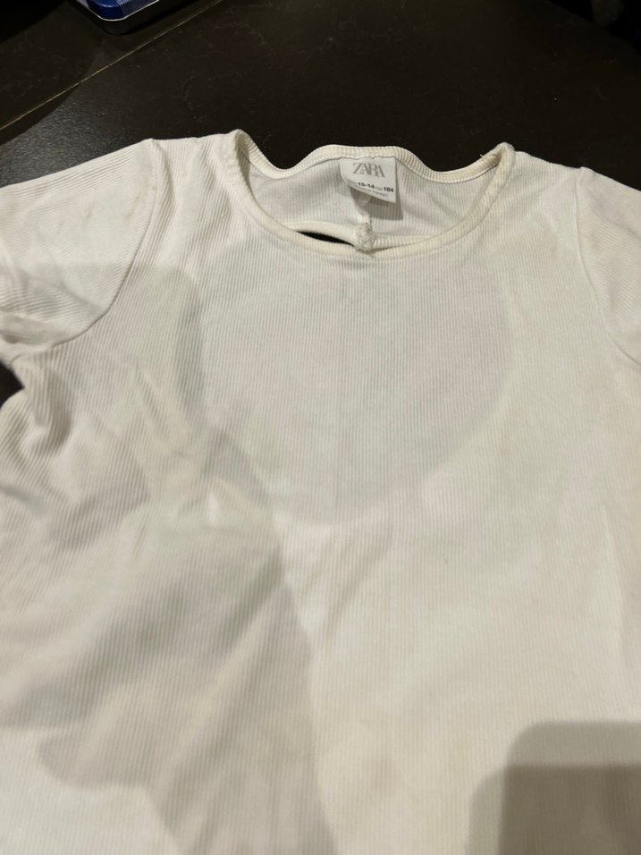 Kız Çocuk Beyaz Kısa Kollu Pamuklu Tişört - Görsel 3