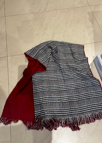 Bordo Ekose Desenli Kadın Şal - Görsel 2