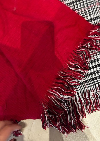 Bordo Ekose Desenli Kadın Şal - Görsel 6