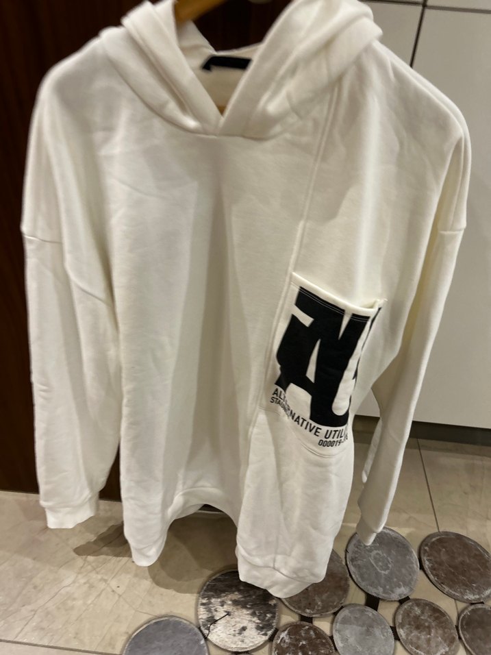 Beyaz Kapüşonlu Rahat Sweatshirt - Görsel 3