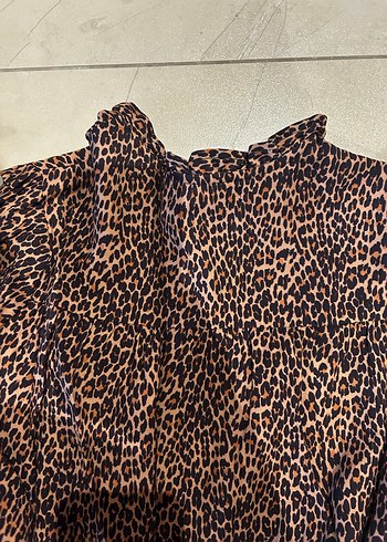 Kahverengi Leopar çocuk elbise - Görsel 5