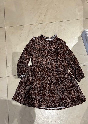 Kahverengi Leopar çocuk elbise - Görsel 8